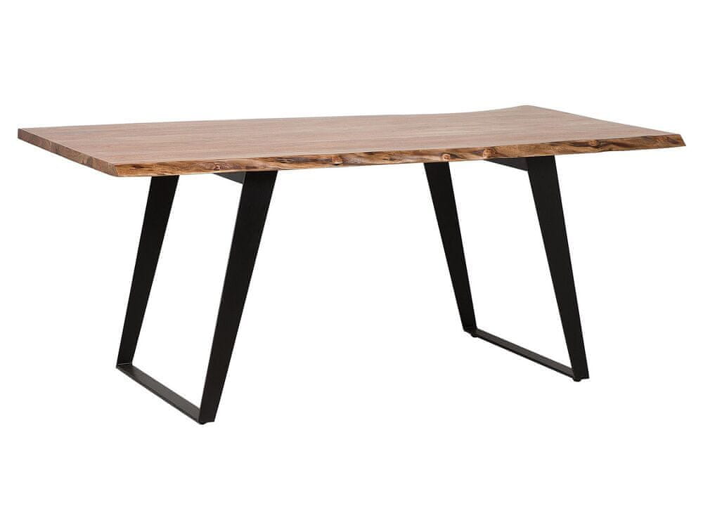 Beliani Jedálenský stôl z akáciového dreva 180 x 90 cm svetlé drevo/čierna JAIPUR